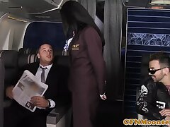 CFNM stewardesses buttfucked in foursome