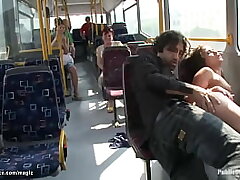 Lil' Euro babe ravages on a city bus