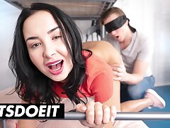 Naughty Brunette Freya Dee Has Her Cock-squeezing Honeypot Plumbed By Blindfolded Roomie - Mischievous HOSTEL