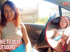 Ersties - Exhibitionist Serina Gets Off In Her Car