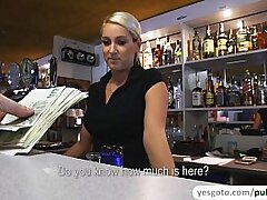 Supah sexy Lenka gets fucked in pub and receives sticky facial