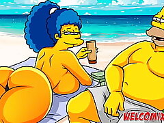 Sinking it deep in the sand! Cheating on her husband on the beach! Simpsons comics