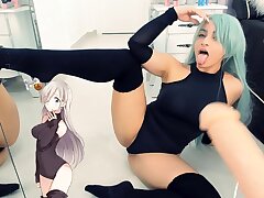 Super-steamy Elizabeth liones - Dual Blowjob Cosplay Girl and Ahegao face - Cosplay Girl Chupando Gostoso 2 Fake penises - Internal ejaculation