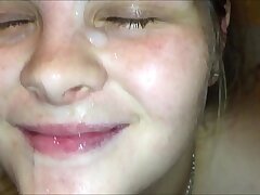 Teen honey get recorded by boy Iphone providing epic oral and taking a immense jism facial cumshot