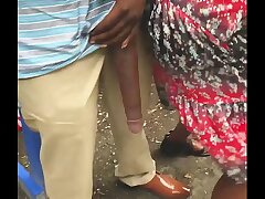 Huge! Huge Ebony Jizz-shotgun Demonstrate in Public Bus Stop