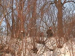 Exhibitionists have sex in the snow in front of passers-by