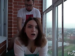 Hard lovemaking on the balcony. The neighbors are perplexed ...