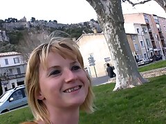 Cute french teen is doing an assfucking casting in her hometown