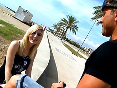 Huge-boobed british teenie came to spain to improve her prick sucking abilities