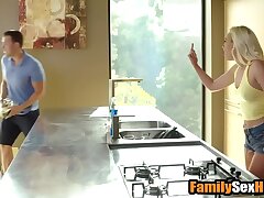 Stepbrother rips step sister's yoga trousers off to fuck her