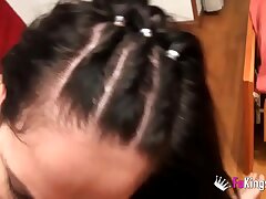 She sucks 2 brothers and they Double penetration her labia