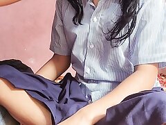 Schoolgirl kavita sucks small meatpipe of educator and gets fucked by him