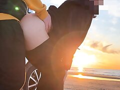 sunset romp at the beach in yoga stretch pants - projectsexdiary