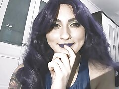 Giantess Psylocke found little guy in her bedroom and made him view at her while masturbating - Marvel Costume play