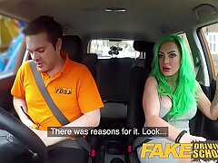 Faux Driving College Buxom learner is humid and horny for instructors cock