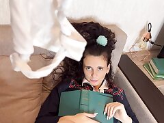 Preggo dame jumps on a manhood and gets a pile of jizm inwards