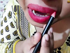 Indian Priya Bhabhi applies Lipstick Then Devar gives her a Harsh fuck & Huge cums Twice inwards her Cooter & in her Mouth