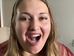 Wifey Guzzles Spunk with a Smile. Deepthroat Blowjob, gulp with a smile!