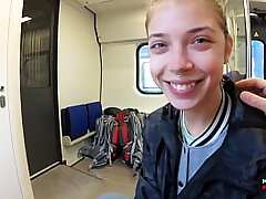 Real Public Bj in the Train | POV Oral job Internal ejaculation by MihaNika69 and MichaelFrost