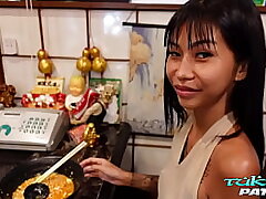 Seductive and bony Pikka Thai comes back for another dosage of phat milky cock