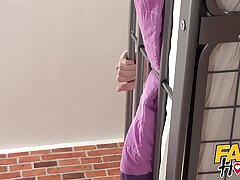 Fake Hostel Stunning little Brazilian smashes a ample trouser snake while homie s.