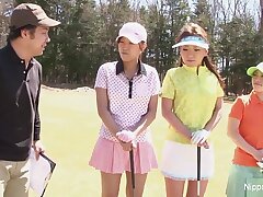 Japanese teenage nymphs plays golf naked