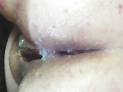 Meg's caboose after a superb buttfuck penetrating and juices pie macro shot