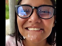 wonderful colombian deep-throating her neighbor's schlong in public is caught