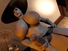 (4K) Chick Dimitrescu futa gets her ginormous beef whistle deepthroated by kinky hermaphroditism doll and spunk inwards her|3D Anime porn P2