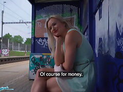Public Agent Big Milk cans Blonde Lily Joy Ravaged Behind Teach Station